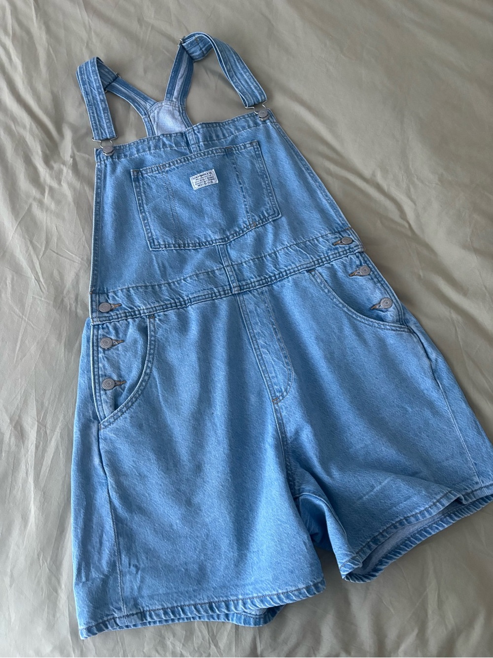 Levi's Light Blue Denim Short Overalls
